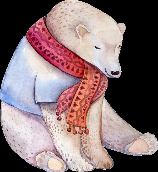 手绘卡通北极熊透明素材