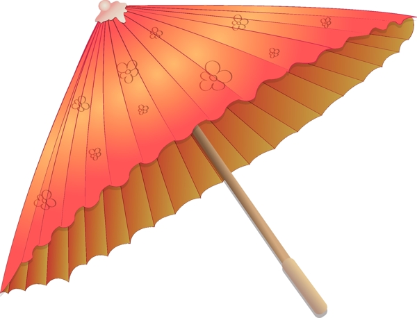 矢量卡通古代雨伞