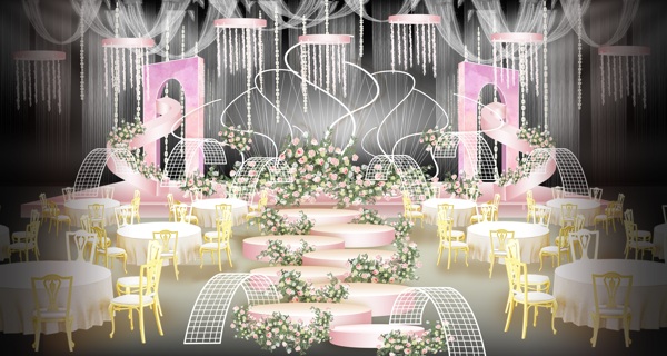 浪漫唯美紫色婚礼舞台设计