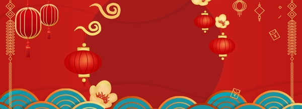 年货节中国风红色电商海报背景