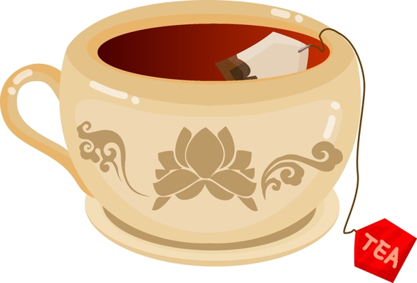 花纹的茶壶茶具插画