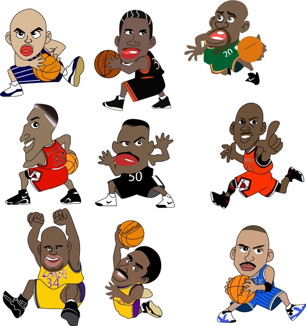NBA球星小卡通图片
