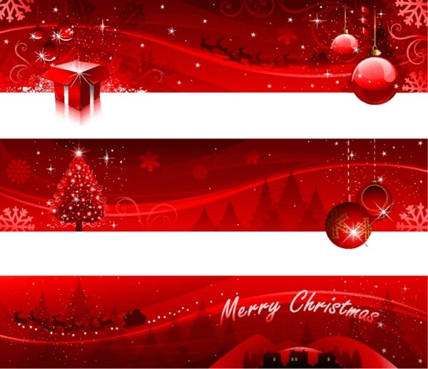 红色圣诞节Banner设计矢量素材