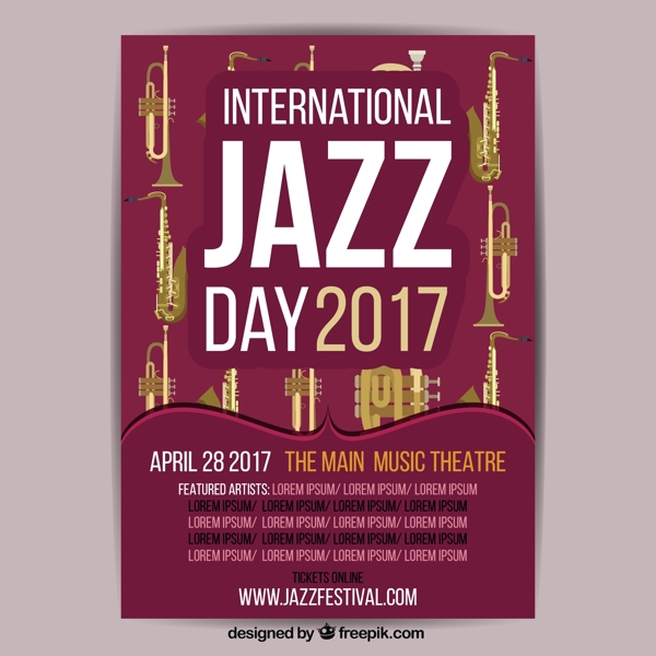 复古的小册子的国际爵士音乐节2017