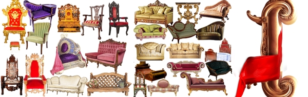 欧式沙发古典沙发古典座椅psd素材图片