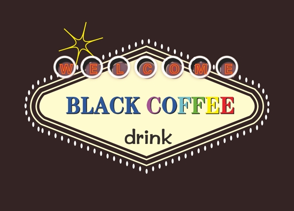 黑人咖啡店霓虹灯广告图片
