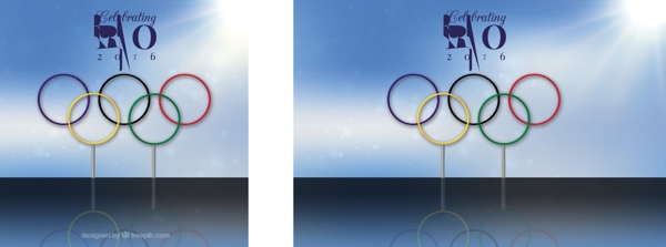 2016巴西奥运会七环标识蓝色背景图