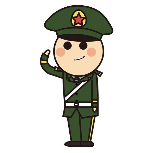 八一建军节战士敬礼卡通人物形象