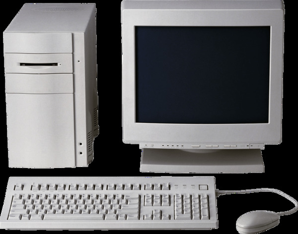 白色老式电脑png元素