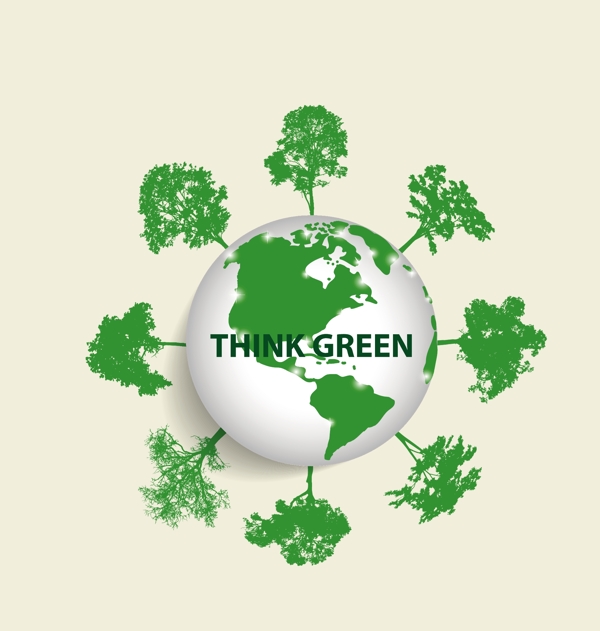 绿色生态地球海报矢量素材