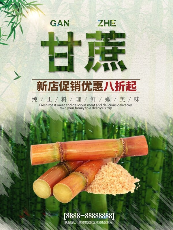 大气中国风甘蔗美食海报