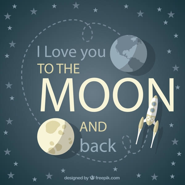 月球和火箭爱的隽语图片