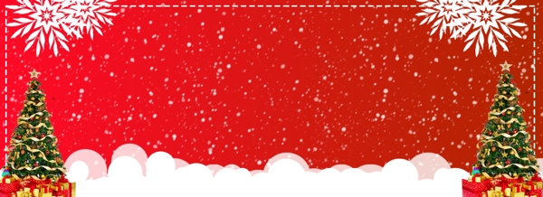 红色喜庆雪花圣诞树背景