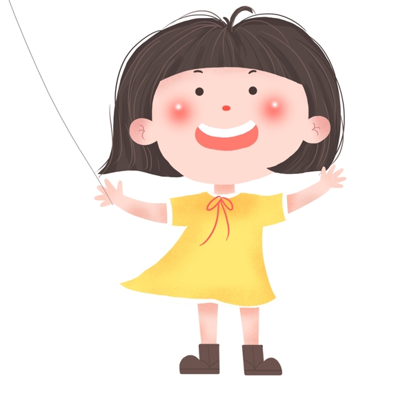 可爱小女孩放风筝