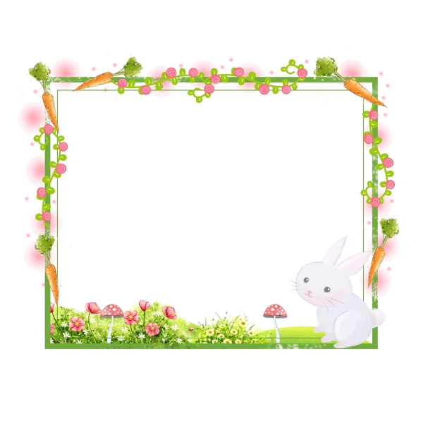 卡通动物手绘兔子森系唯美边框素材
