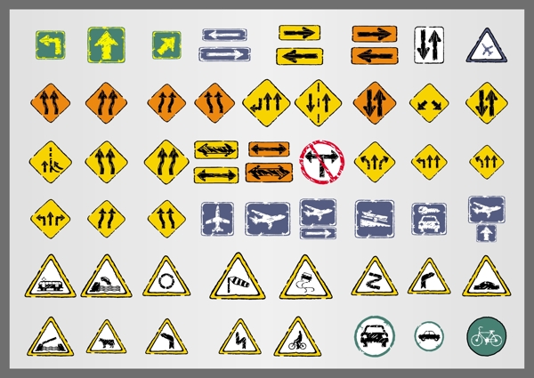 旧交通标志矢量icon02