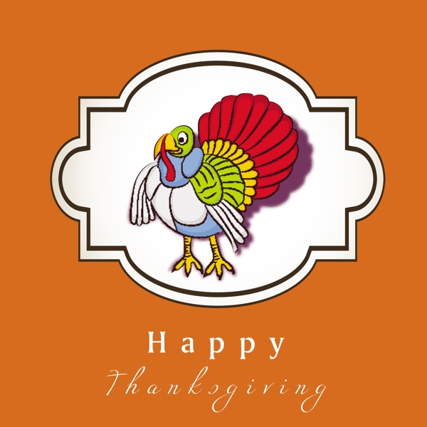 感恩节快乐的概念丰富多彩的土耳其在橙色背景