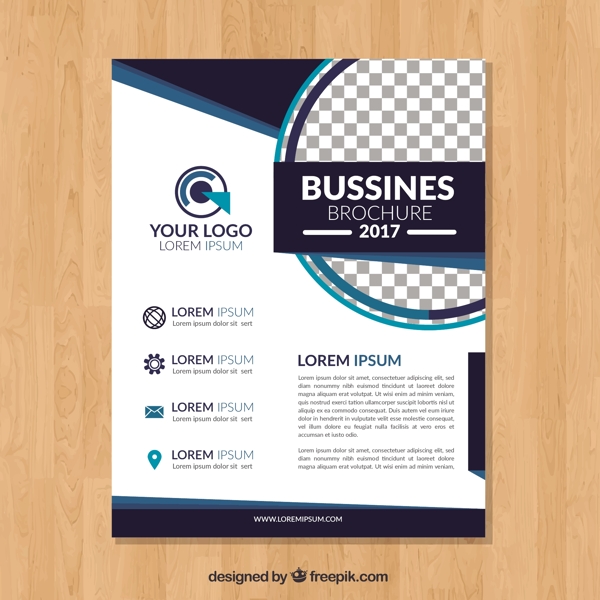 蓝色几何图形元素的商业手册模板