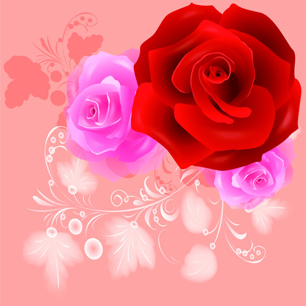 红色玫瑰花卉背景墙