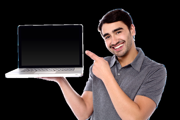 手指着平板电脑的男人图片