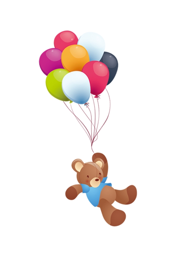 气球小熊儿童节元素