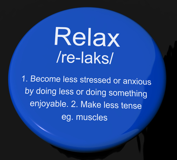 放松定义按钮显示较少压力和紧张