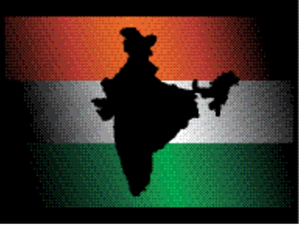 印度国旗和地图上分离的黑