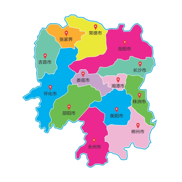湖南省区域地图矢量素材