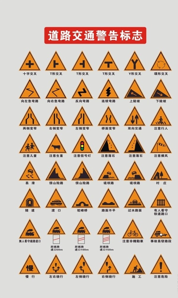 道路交通警告标志图片