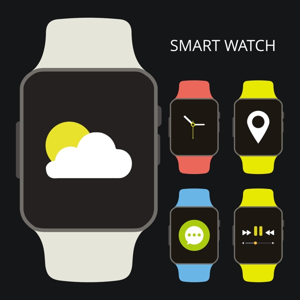 智能手表图标与不同的应用程序运行