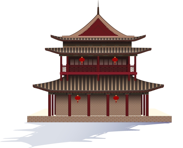 中国风古建楼阁原创元素