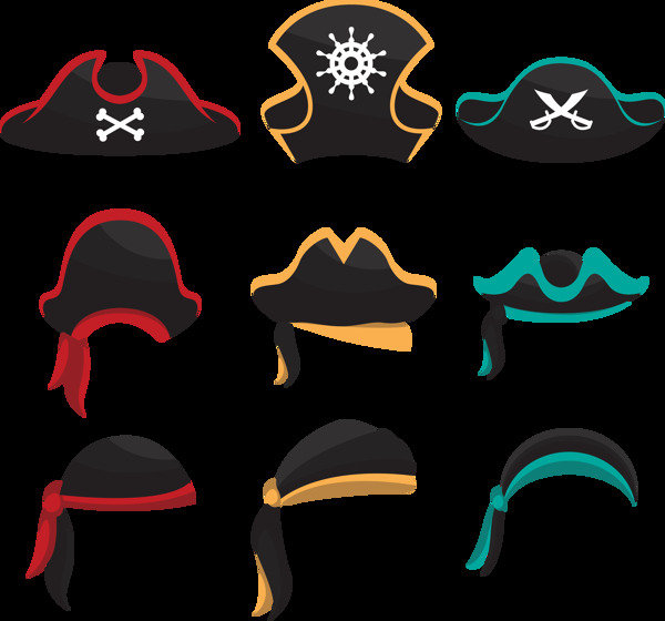 各种海盗帽子免抠png透明图层素材