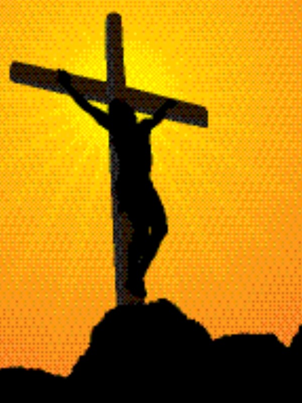 在十字架与耶稣山的背景
