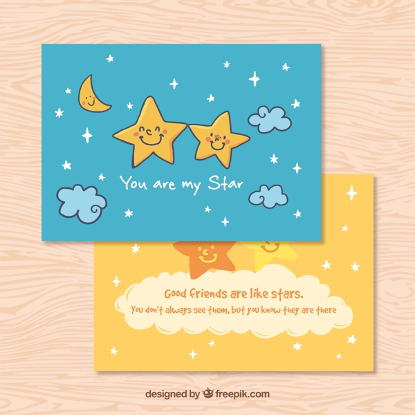 手工绘制的星星可爱的卡片