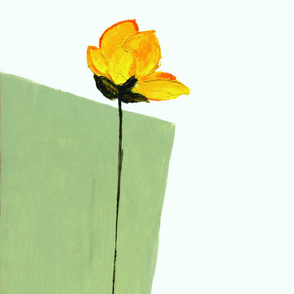 一朵黄色花朵油画图片