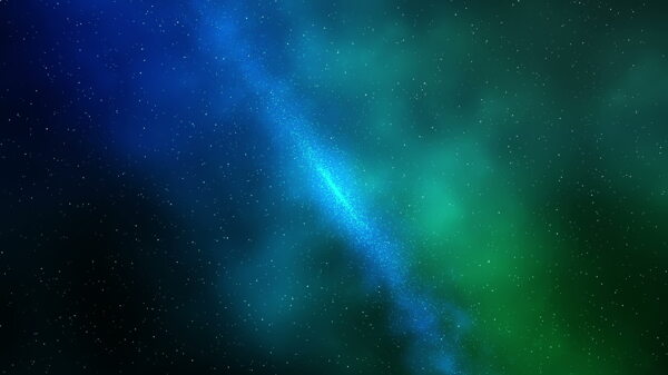 在银河系的运动背景的蓝色和绿色的星空视频免费下载