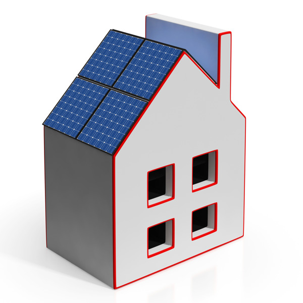 太阳能电池板的房子显示可再生能源