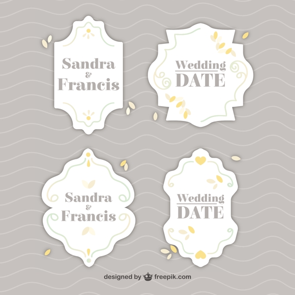 装饰元素的婚礼标签