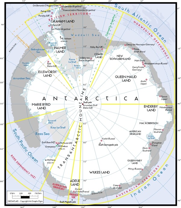 精美矢量世界地图素材南极洲地图