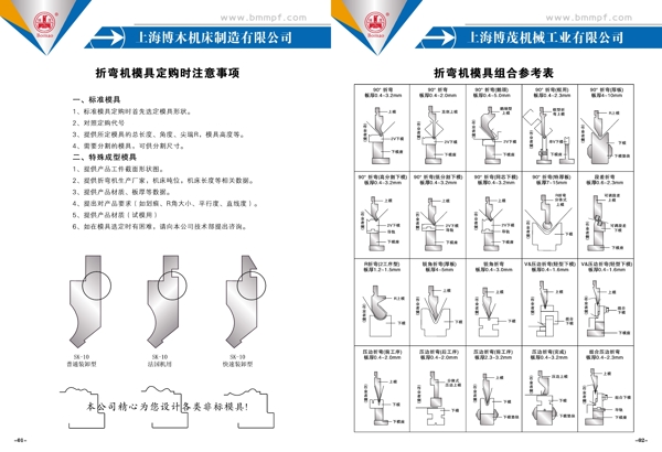 折弯机模具对照表图片