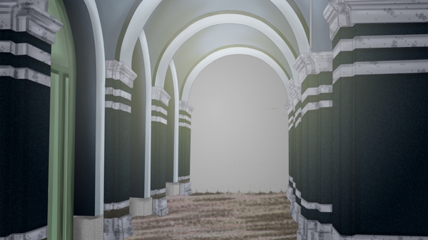 圆拱形门洞教堂走廊卡通背景