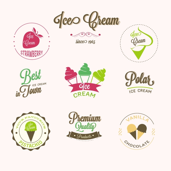 冰淇淋店徽章