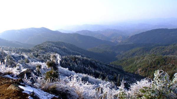 山顶雪景图片