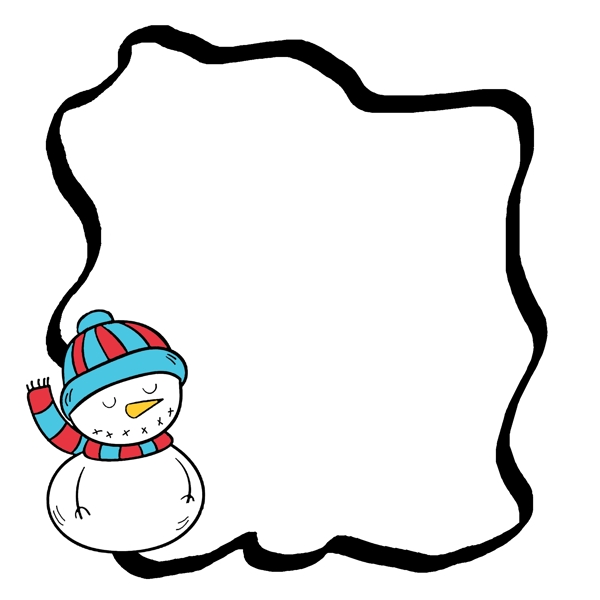 雪人边框卡通插画