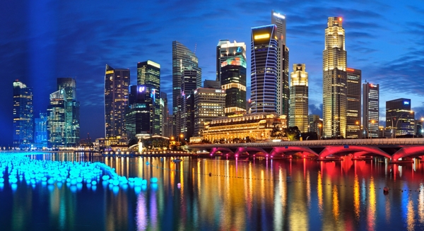 新加坡五彩缤纷夜景建筑