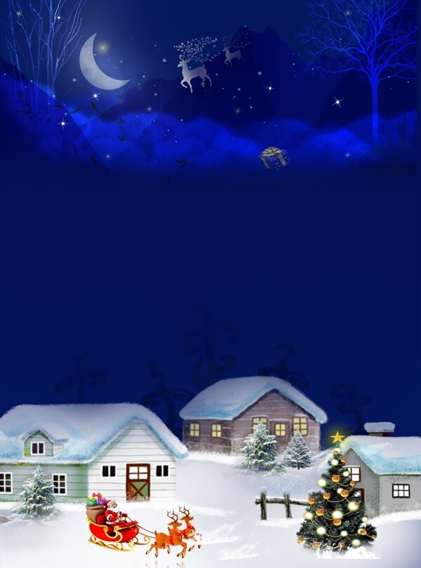 蓝色雪花冬季促销广告背景图