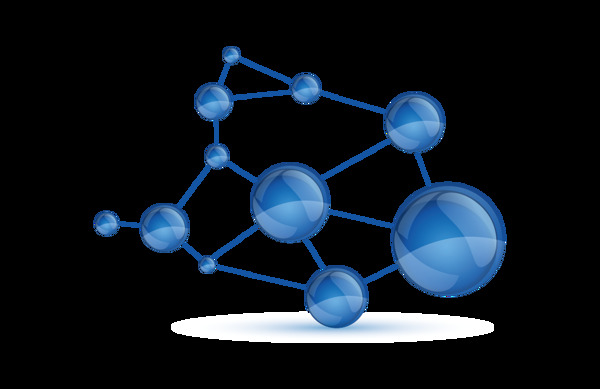 蓝色分子立体png元素