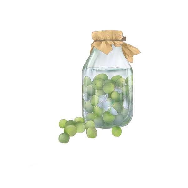 植物果实罐头绿色清新点缀素材
