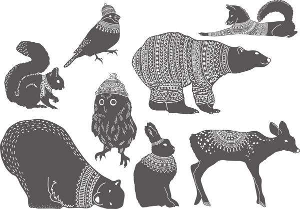 手绘动物花纹设计