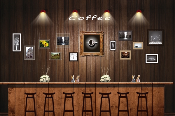 咖啡装修照片墙